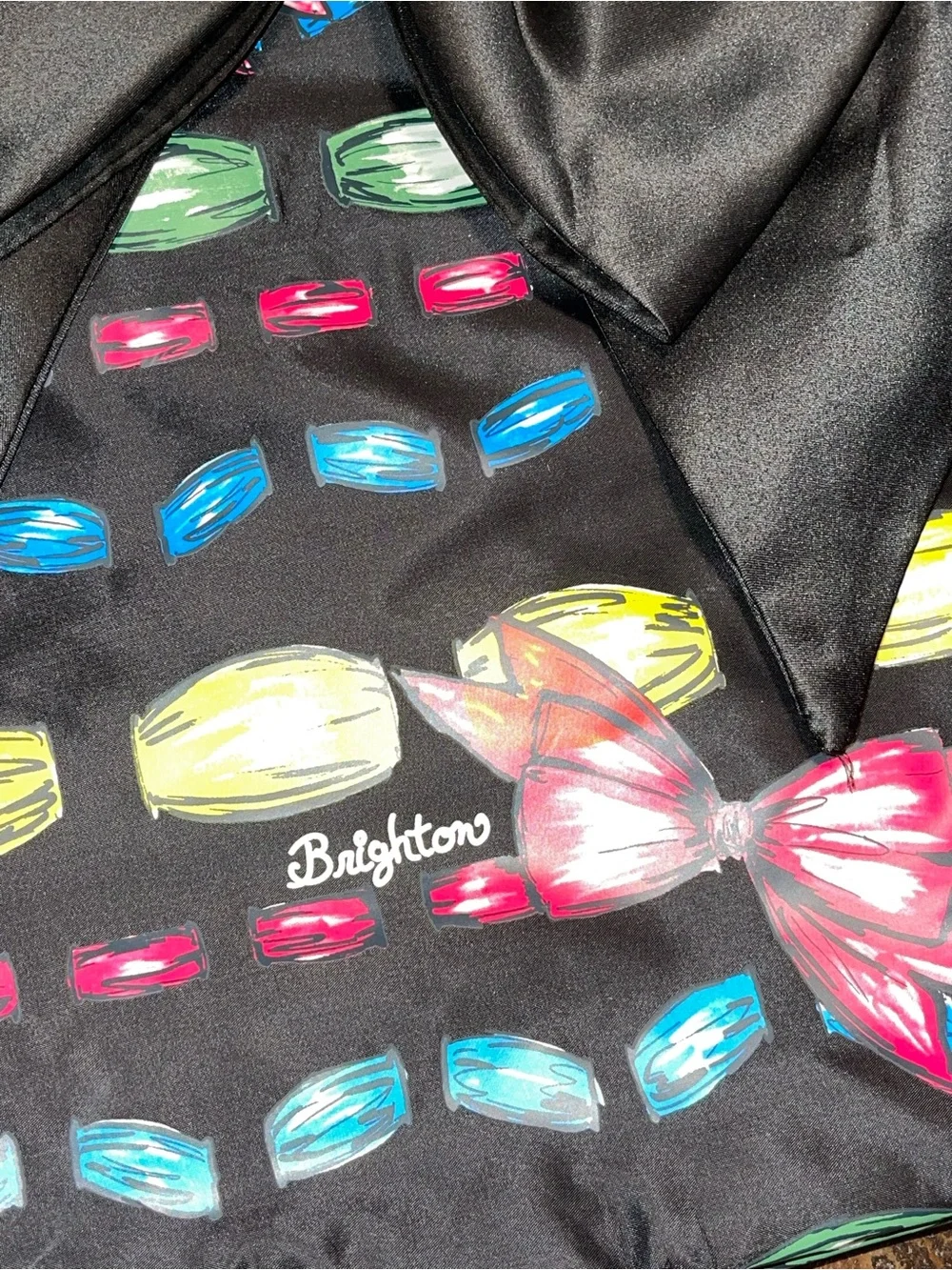 Brighton Black Tote with Pink, Blue, Yellow & Green Accents and Bow